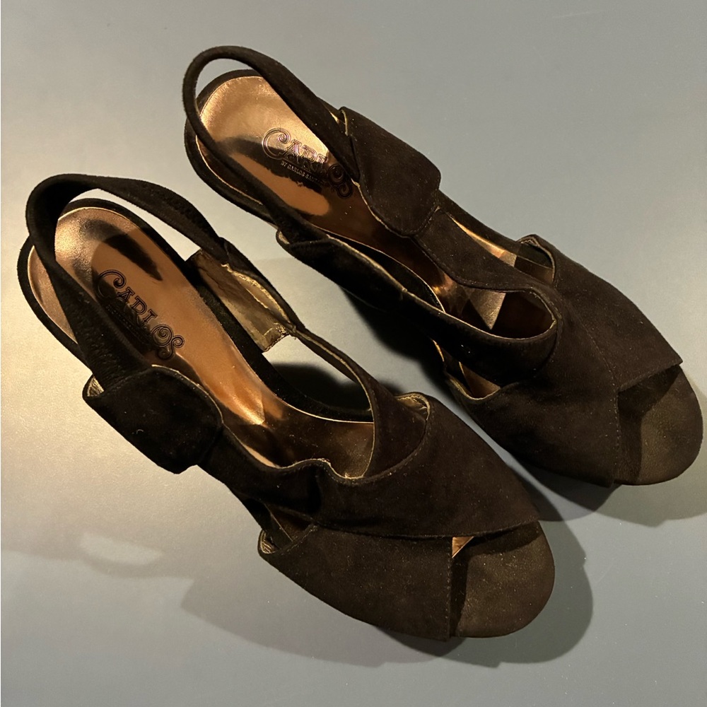 Carlos by Carlos Santana Black 8M 4 1/2” Cork Heels